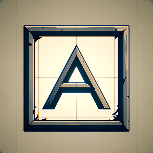 La lettre A encadrée..
Single Game Texture. In-Game asset. 2d. Blank background. High contrast. No shadows.