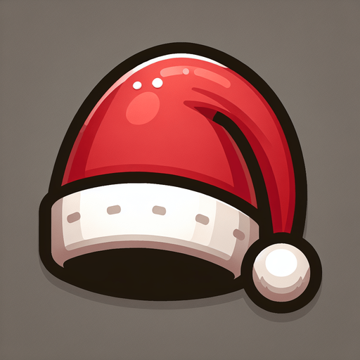 a christmas hat. plastic style. Single Game Texture. In-Game asset. 2d. Blank background. High contrast. No shadows.