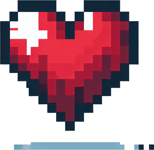 Heart_icon pixel.
Single Game Texture. In-Game asset. 2d. Blank background. High contrast. No shadows.