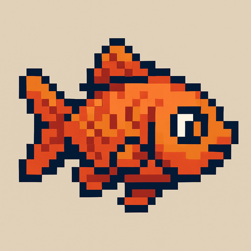 pixel art 2D fish.
In-Game asset.  2d.  High contrast.  No shadows