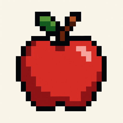 Make me a apple pixel 2d.
In-Game asset.  2d.  High contrast.  No shadows