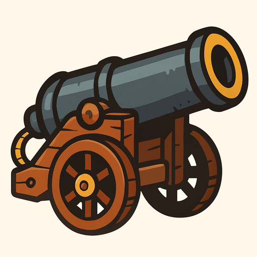 Un cañon.
In-Game asset.  2d.  High contrast.  No shadows