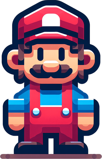 Single 2D Mario Character. In-Game asset. 2d. Blank background.