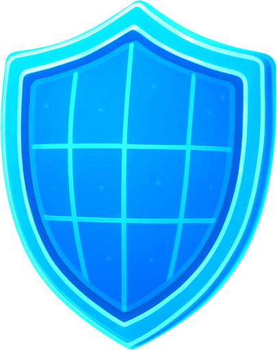 2D golgesiz mavi renkte panelli fantastik holografik bir kalkan.
In-Game asset.  2d.  High contrast.  No shadows