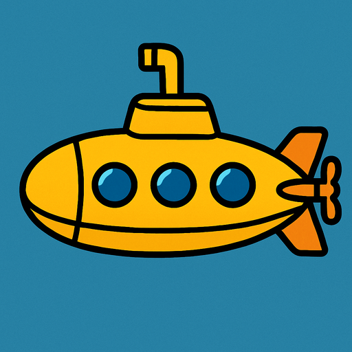 horizontal top down image submarine.
In-Game asset.  2d.  High contrast.  No shadows