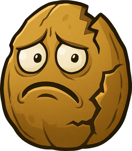 wallnutDamaged del videojuego de plantas vs zombies.
In-Game asset.  2d.  No shadows