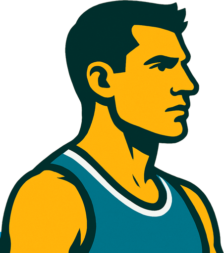 Profile photo of an athlete man.
In-Game asset.  2d.  High contrast.  No shadows