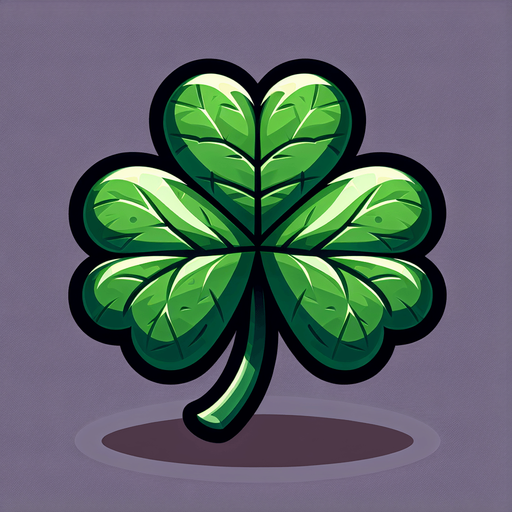 One Clover.
Single Game Texture.  In-Game asset.  2d.  Blank background.  High contrast.  No shadows