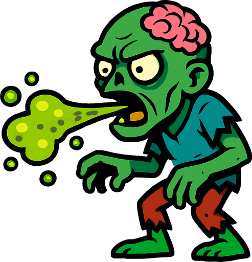 2D. Ranged zombie. attacks with poisonous saliva.
In-Game asset.  2d.  High contrast.  No shadows