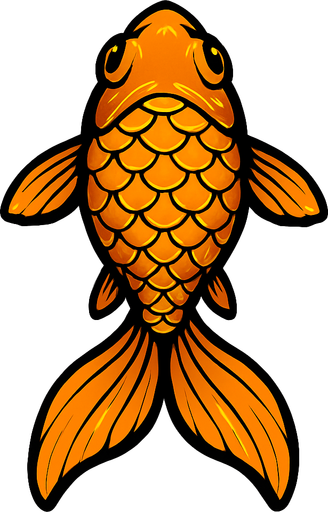 a gold fish seen from top to bottom.
In-Game asset.  2d.  High contrast.  No shadows