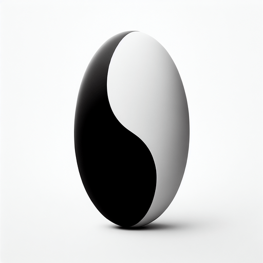 Elongated elipse with black top half and white bottom half.