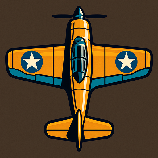 top down classic war plane.
In-Game asset.  2d.  High contrast.  No shadows