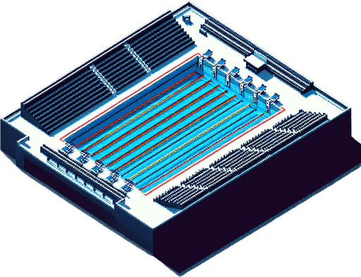olympic swimming pool seen directly from above. bird-view perspective. pixelated. 8-bit.
Single Game Texture. In-Game asset. 2d. Blank background. High contrast. No shadows.