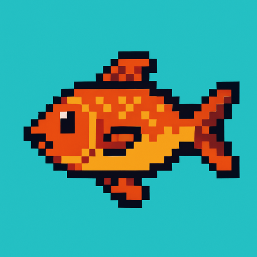 pixel art 2D fish.
In-Game asset.  2d.  High contrast.  No shadows