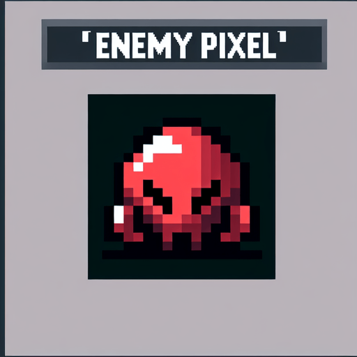 Enemy pixel.
Single Game Texture. In-Game asset. 2d. Blank background. High contrast. No shadows.