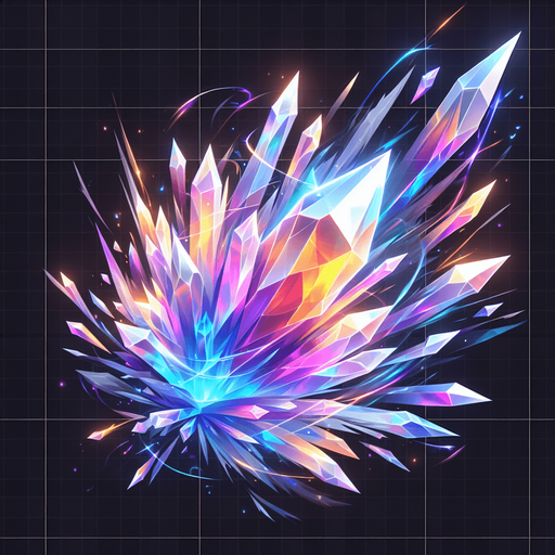 moving dynamic crystal.
Single Game Texture. In-Game asset. 2d. Blank background. High contrast. No shadows.
