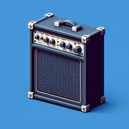 Electric guitar Amplifier.
Single Game Texture.  In-Game asset.  2d.  Blank background.  High contrast.  No shadows