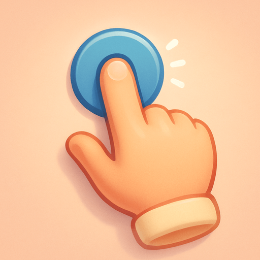 A tutorial hand showing a tap action. Cute soft graphics. soft ambient light. semi-matte to satin surfaces. naturalistic with slight saturation boost colors. Tone is premium, friendly, clean with lifestyle or service-oriented appeal.
In-Game asset.  2d.  High contrast.  No shadows. top down. View from above.