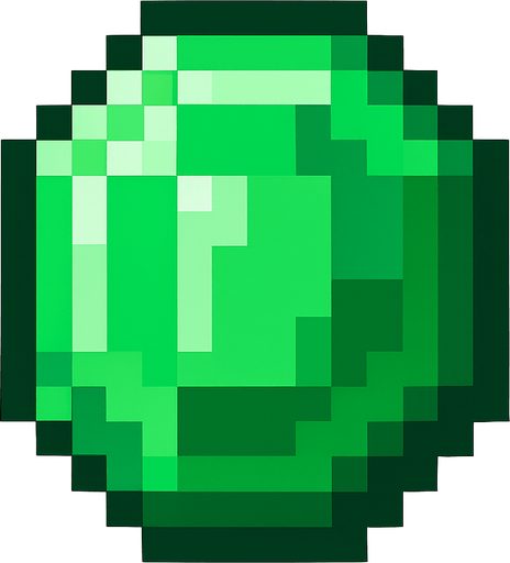 geerame una esmeralda pixelar.
In-Game asset.  2d.  High contrast.  No shadows