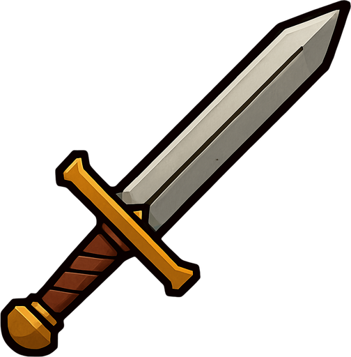 medieval sword.
In-Game asset.  2d.  High contrast.  No shadows
