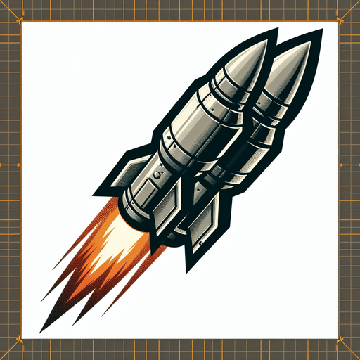 a double missile pointing vertically, with fire coming out of the rear
Single Game Texture. In-Game asset. 2d. Blank background. High contrast. No shadows.