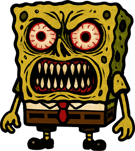 scary sponge bob.
In-Game asset.  2d.  High contrast.  No shadows