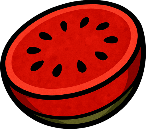 Un Melon rojo.
In-Game asset.  2d.  High contrast.  No shadows