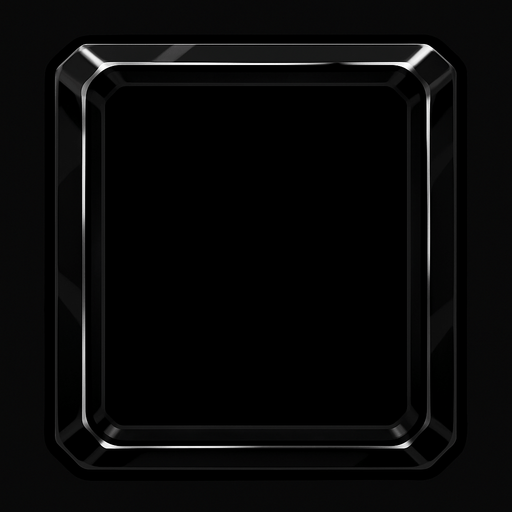 Shiny black rectangle frame.
In-Game asset.  2d.  High contrast.  No shadows