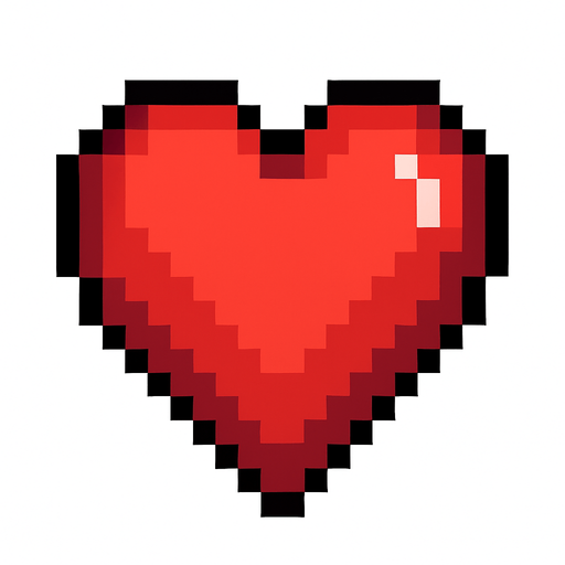 Pixel heart.
In-Game asset.  2d.  High contrast.  No shadows