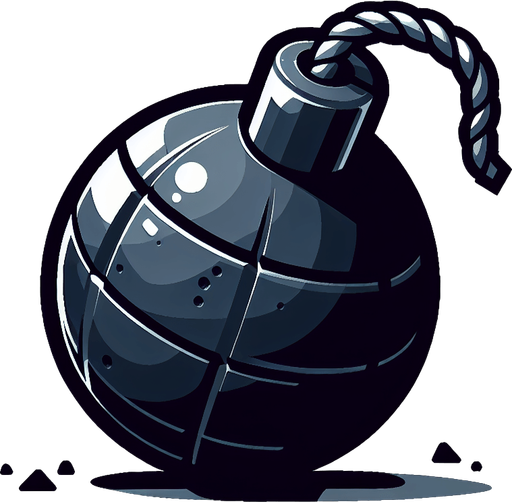 bomb.
Single Game Texture. In-Game asset. 2d. Blank background. High contrast. No shadows.