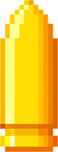an 16bit 20x40 yellow bullet.
In-Game asset.  2d.  High contrast.  No shadows