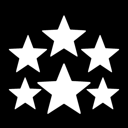 Pack of star of 5. white color.
In-Game asset.  2d.  High contrast.  No shadows