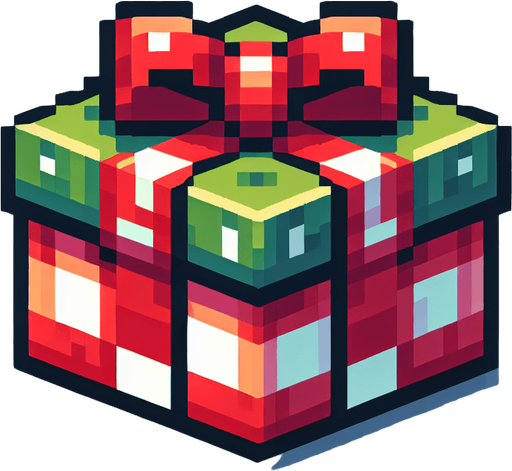 Christmas gift. Single Game Texture. In-Game asset. 2d. Blank background. High contrast. No shadows. pixelated. 8 bit