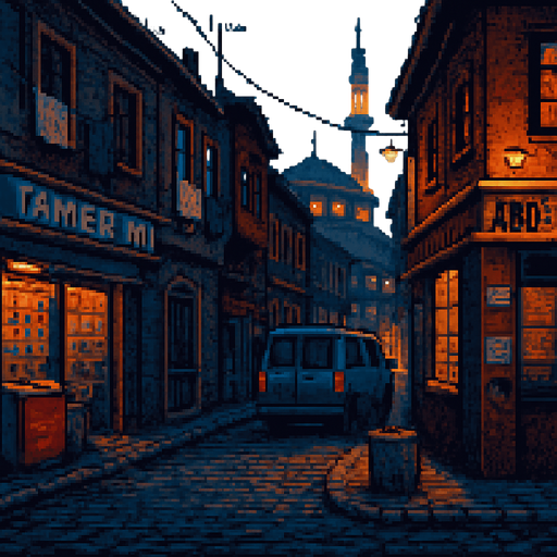 detailed pixelart, fighter style while keeping the original: details, color, and lighting. "Tamer Market" text can be seen