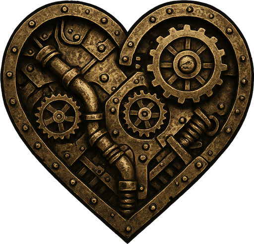 haz un corazon con aspecto steampunk metalico desgastado.
In-Game asset.  2d.  High contrast.  No shadows