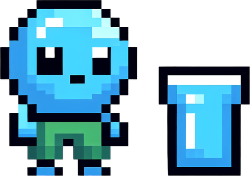 pixel bir su adam 2d yesil pantolon giyinmis.
Single Game Texture.  In-Game asset.  2d.  Blank background.  High contrast.  No shadows. 2d pixel