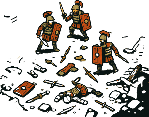 Ancient Rome War Zone.
In-Game asset.  2d.  High contrast.  No shadows. 2d to-down