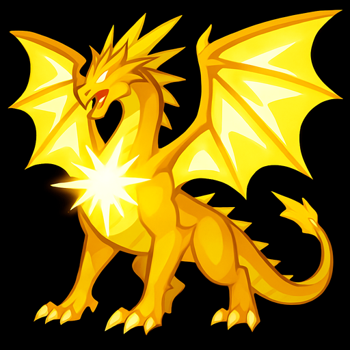 Dragon de la lumière.
In-Game asset.  2d.  High contrast.  No shadows