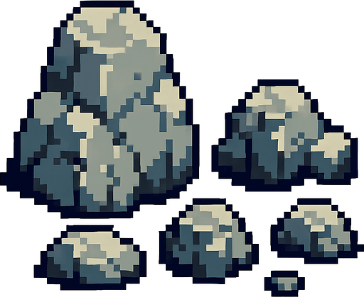 pixel kayalar.
In-Game asset.  2d.  High contrast.  No shadows