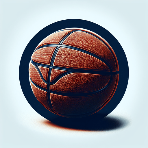 A Basketball.
Single Game Texture.  In-Game asset.  2d.  Blank background.  High contrast.  No shadows