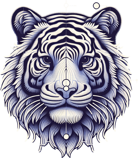 Tiger.
Single Game Texture.  In-Game asset.  2d.  Blank background.  No shadows