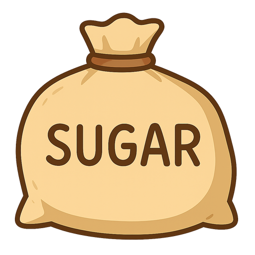 a bag of sugar. No background. Transparent background. Blank background. No shadows. 2d. In-Game asset. flat