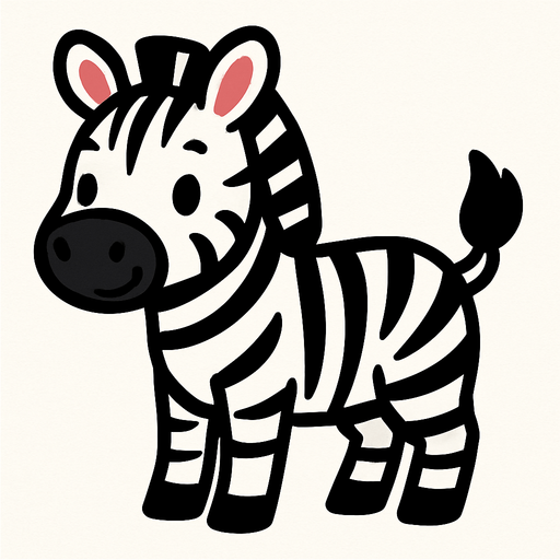Cute zebra.
In-Game asset.  2d.  High contrast.  No shadows