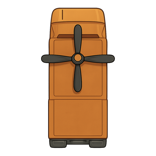 super Truck with propeller top view. No background. Transparent background. Blank background. No shadows. 2d. In-Game asset. flat
