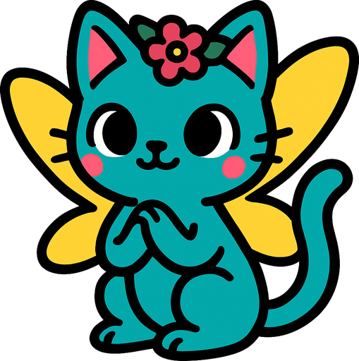 Chat fée.
In-Game asset.  2d.  High contrast.  No shadows