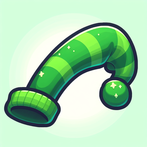 A long green stocking hat. Side profile. Cartoon..
Single Game Texture.  In-Game asset.  2d.  Blank background.  High contrast.  No shadows
