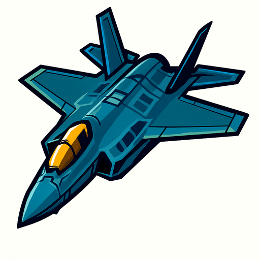 F35 like fighter jet.
In-Game asset.  2d.  High contrast.  No shadows