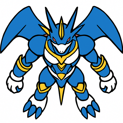 UlforceVeedramon, visto desde arriba.
In-Game asset.  2d.  High contrast.  No shadows