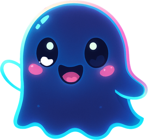 Kawaii neon ghost spirit creature style of Pokémon