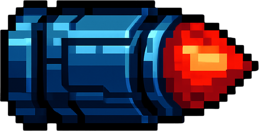 pixel art sci-fi bullet.
In-Game asset.  2d.  High contrast.  No shadows